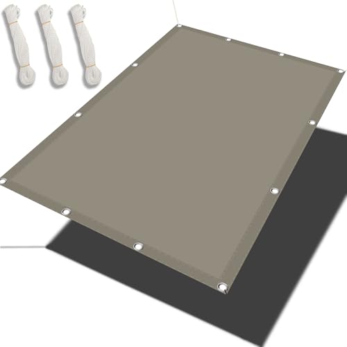 Sichtschutz mit Ösen 0.8 x 4.5 m 99% Schattentuch mit Ösen Wasserdicht Garten Segel Rechteckige Markise Vielen Größen mit Spannseilen für Terrasse Camping, Taupe von GOUZOO