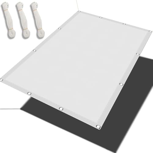 Sichtschutz mit Ösen 0.9 x 1.2 m 99% Schattentuch mit Ösen Wasserdicht Garten Segel Rechteckige Markise Vielen Größen mit Spannseilen für Terrasse Camping, Weiß von GOUZOO