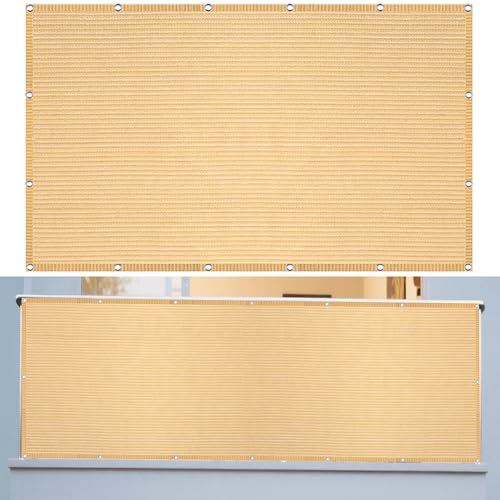 Sonnenschutz Sonnensegel 180 x 360 cm Rechteckig Atmungsaktiv Sonnenschutz Windschutz Balkon Schattenspender mit Ösen Seil HDPE UV Schutz Ohne Bohren für Garten Camping, Creme Farben von GOUZOO