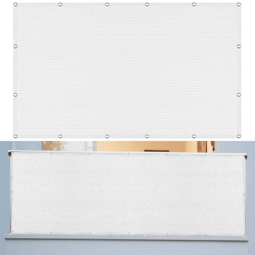 Sonnenschutz Sonnensegel 380 x 430 cm Rechteckig Atmungsaktiv Sonnenschutz Windschutz Balkon Schattenspender mit Ösen Seil HDPE UV Schutz Ohne Bohren für Garten Camping, Weiß Sonnenschutz Sonnensegel 380 x 430 cm Rechteckig Atmungsaktiv Sonnenschutz Windschutz Balkon Schattenspender mit Ösen Seil HDPE UV Schutz Ohne Bohren für Garten Camping, Weiß von GOUZOO
