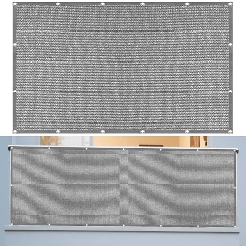 Sonnenschutz Sonnensegel 580 x 620 cm Rechteckig Atmungsaktiv Sonnenschutz Windschutz Balkon Schattenspender mit Ösen Seil HDPE UV Schutz Ohne Bohren für Garten Camping, Hellgrau von GOUZOO