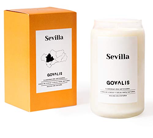 Sevilla Duftkerze | 100% natürliches Sojawachs | 100 Stunden, große Duftkerze im Glas, Souvenirs von Sevilla, Duft Orangenblüte Jasmin, originelle Geschenke Freunde, Dekoration, Yoga, Schlafzimmer, von GOVALIS