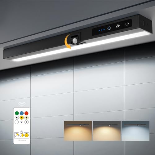 GOVSSING Unterbauleuchte Küche LED mit Bewegungsmelder - 5W 4000mAh Schreibtischlampe mit Batterieanzeiger, Dimmbar und 3 Farben, Speicherfunktion von GOVSSING
