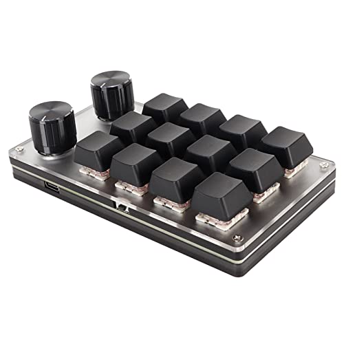 GOWENIC Ergonomische USB-Tastatur mit Individuellen Knöpfen und Rotem Schalter, Verbessert die Arbeitseffizienz, Plug-and-Play für Desktop-PCs (12 Tasten mit 2 Knöpfen) von GOWENIC