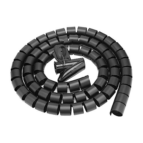 GOWENIC Flexibler Spiralschlauch Kabel Organizer, Drahtwickel Kabelschutz, Ideal für den Heim und Bürogebrauch, Verhindert Staub, Einfach zu Verwenden (Schwarz) von GOWENIC