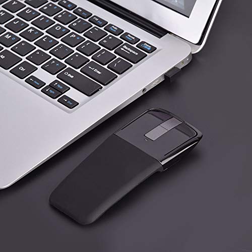 GOWENIC Kabellose, Faltbare Touch-Maus für PC, Notebook, Smart-TV – 2,4-GHz-Arc-Maus mit USB-Empfänger (Schwarz) von GOWENIC