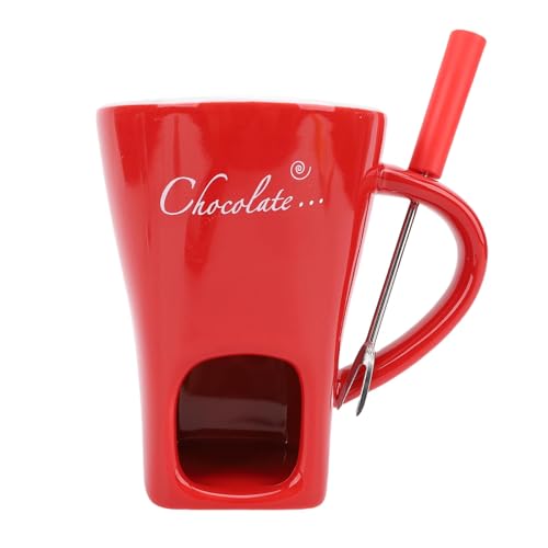 GOWENIC Schokoladenfusion Tasse, Tasse Schokoladenfusion Kerzen Leicht zu Reinigen mit Gabel für Käse (Rot) von GOWENIC