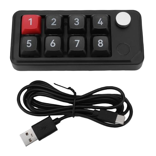 GOWENIC Wired USB C Numerische Tastatur, 8 Vollständig Programmierbare Tasten EIN Handmakro Mechanischer Tastatur Hot Swap mit Knopfs Floating Fenster Benutzerdefinierte Kopi (Black) von GOWENIC