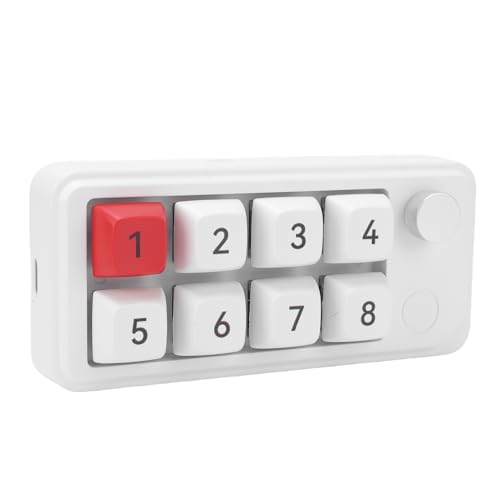 GOWENIC Wired USB C Numerische Tastatur, 8 Vollständig Programmierbare Tasten EIN Handmakro Mechanischer Tastatur Hot Swap mit Knopfs Floating Fenster Benutzerdefinierte Kopi (White) von GOWENIC