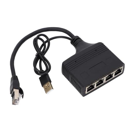 Gigabit-Ethernet-Splitter, 1 Bis 4 Ausgänge, Hochgeschwindigkeits-LAN-Splitter, RJ45-Internet-Splitter 1000 Mbit/s für Cat5 6 7 8-Kabel, mit USB-Stromkabel, für ADSL-Modems, Gigabit-Ethernet-Splitter, 1 Bis 4 Ausgänge, Hochgeschwindigkeits-LAN-Splitter, RJ45-Internet-Splitter 1000 Mbit/s für Cat5 6 7 8-Kabel, mit USB-Stromkabel, für ADSL-Modems, von GOWENIC