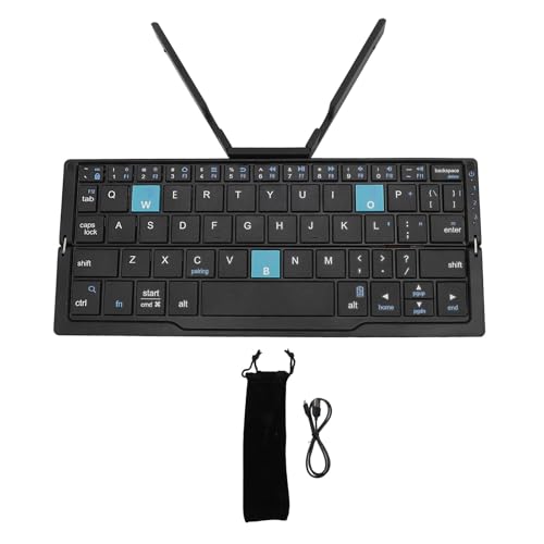 Kompakte Klapptastatur, Tragbare BT-Tastatur, Wiederaufladbare Klapptastatur für Android-Tablet-Telefon-Laptop (Schwarzgrau) von GOWENIC