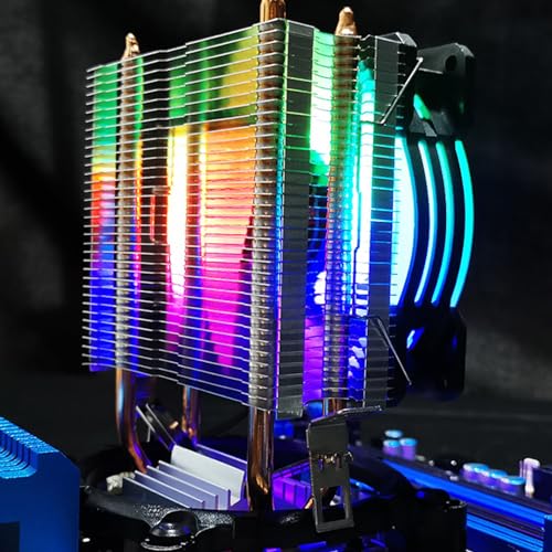 RGB-CPU-Luftkühler, 2 Heatpipes CPU-Kühler mit 90 Mm FDB-Lüfter, 48 Cfm 1800 PRM, für LGA115X/1366/775/1200/2011, für AM4/AM3+/AM3/FM2+/FM1 RGB-CPU-Luftkühler, 2 Heatpipes CPU-Kühler mit 90 Mm FDB-Lüfter, 48 Cfm 1800 PRM, für LGA115X/1366/775/1200/2011, für AM4/AM3+/AM3/FM2+/FM1 von GOWENIC