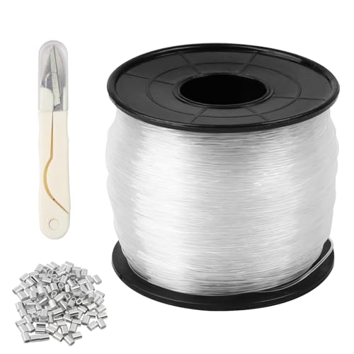 Angelschnur Nylonschnur mit Schere, 0.6mm x 200m Transparent Nylonfaden Reißfest, Unsichtbarer Starker Nylonschnur Zum Aufhängen, Durchsichtige Monofile Angelschnur für Schmuck Basteln Aufhängen von GOWTX