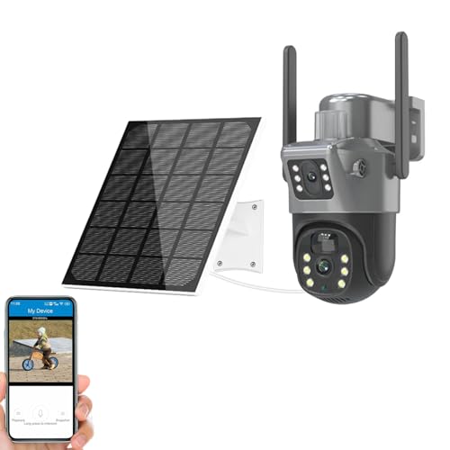 4K 8MP Überwachungskamera Aussen Akku Solar, 270°/90°Schwenkbare WLAN IP Kamera Outdoor mit 2,4G WiFi, PTZ Solar Überwachungskamera mit Nachtsicht, PIR-Personenerkennung (Nur Überwachungskamera) von GOXAEEE