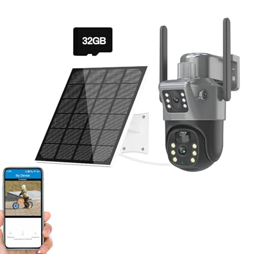 4K 8MP Überwachungskamera Aussen Akku Solar, 270°/90°Schwenkbare WLAN IP Kamera Outdoor mit 2,4G WiFi, PTZ Solar Überwachungskamera mit Nachtsicht, PIR-Personenerkennung (Überwachungskamera mit 32G) von GOXAEEE