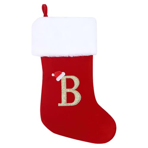 GOXAEEE Weihnachtsstrumpf Personalisiert Nikolausstrumpf 45 cm Großer Christmas Stockings Weihnachtsbaum Kamin hängende Ornamente Geschenkhalter Weihnachtsdekorationen für Weihnachtsbaum und Heim (B) von GOXAEEE