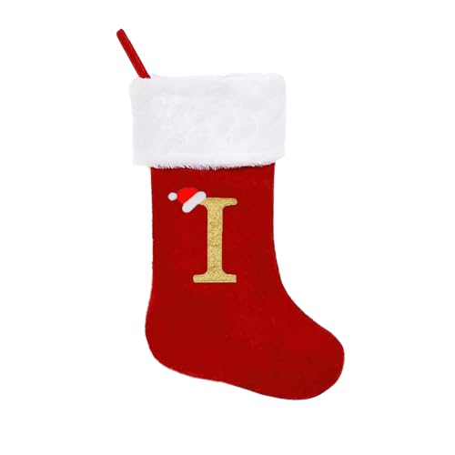 GOXAEEE Weihnachtsstrumpf Personalisiert Nikolausstrumpf 45 cm Großer Christmas Stockings Weihnachtsbaum Kamin hängende Ornamente Geschenkhalter Weihnachtsdekorationen für Weihnachtsbaum und Heim (I) von GOXAEEE