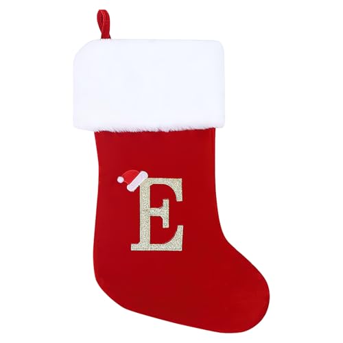 GOXAEEE Weihnachtsstrumpf Personalisiert Nikolausstrumpf 45 cm Großer Christmas Stockings Weihnachtsbaum Kamin hängende Ornamente Geschenkhalter Weihnachtsdekorationen für Weihnachtsbaum und Heim (E) von GOXAEEE