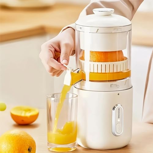 Kabelloser Elektrische Zitruspressen, 150ml Orangensaftpresse Elektrisch,Tragbare USB-Aufladung Juicer Entsafter für Orange, Zitronen, Zitrusfrüchte,1500mAh Akku (white) von GOXAEEE