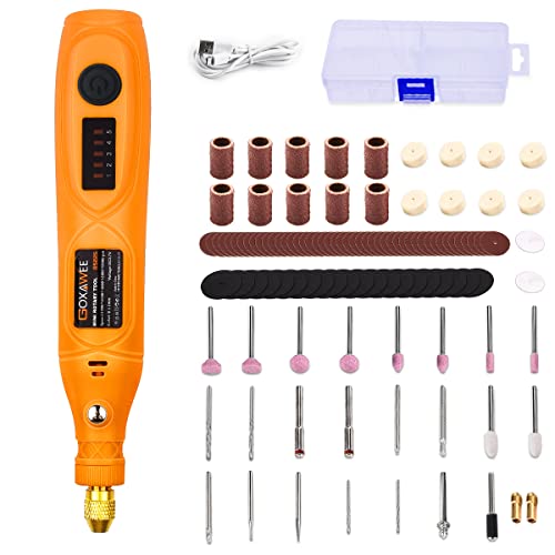 GOXAWEE 3.7V Multifunktionswerkzeug, Mini Rotationswerkzeug mit 104 Zubehören, 0-18000 RPM Kabelloses Drehwerkzeug, Multifunktionswerkzeug Akku zum Gravieren, Schneiden, Bohren, Polieren, Reinigen von GOXAWEE