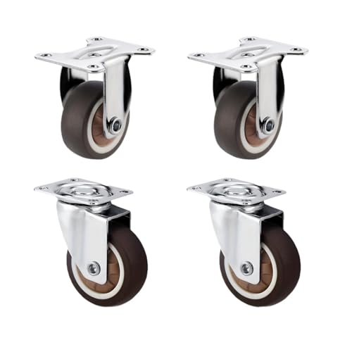 4 Stück 1/1,25 Zoll Lenkrollen Möbelrollen, kleine Universal-Lenkrollen aus TPR-Gummi mit flachem Boden for Tischschränke für Couchtisch(1.0 inch,2 Fixed 2 Universal) von GOXQIT