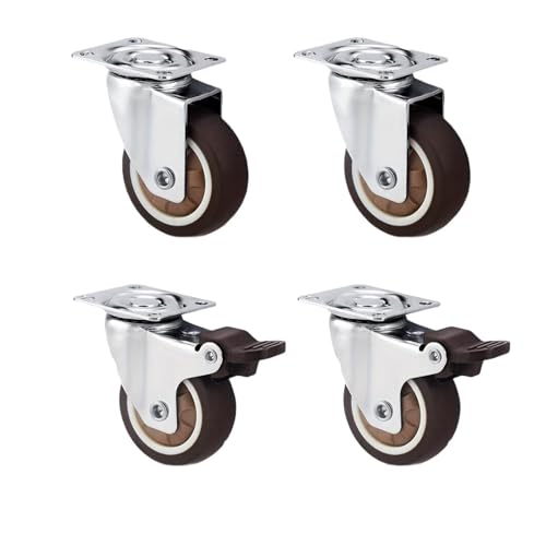 4 Stück 1/1,25 Zoll Lenkrollen Möbelrollen, kleine Universal-Lenkrollen aus TPR-Gummi mit flachem Boden for Tischschränke für Couchtisch(1.0 inch,2 Universal 2 Brake) von GOXQIT