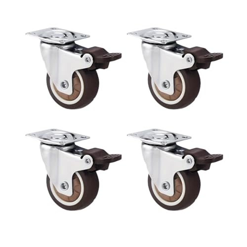 4 Stück 1/1,25 Zoll Lenkrollen Möbelrollen, kleine Universal-Lenkrollen aus TPR-Gummi mit flachem Boden for Tischschränke für Couchtisch(1.0 inch,4 Brake) von GOXQIT