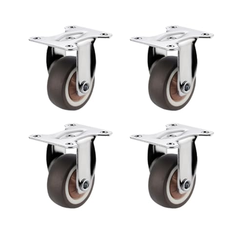 4 Stück 1/1,25 Zoll Lenkrollen Möbelrollen, kleine Universal-Lenkrollen aus TPR-Gummi mit flachem Boden for Tischschränke für Couchtisch(1.0 inch,4 Fixed) von GOXQIT