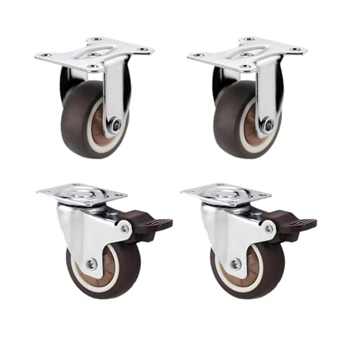 4 Stück 1/1,25 Zoll Lenkrollen Möbelrollen, kleine Universal-Lenkrollen aus TPR-Gummi mit flachem Boden for Tischschränke für Couchtisch(1.25 inch,2 Fixed 2 Brake) von GOXQIT
