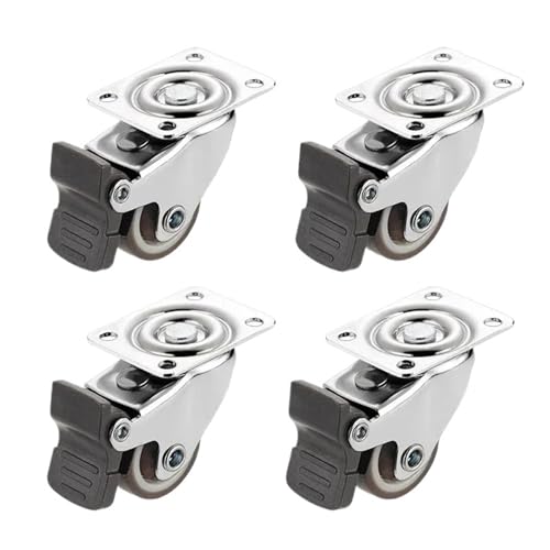 4PCS Möbel Caster 1/2 Zoll Weiche Gummi Universal Rad Schwenk Roller for Plattform Trolley Zubehör für Couchtisch(2 inches,With brake) von GOXQIT