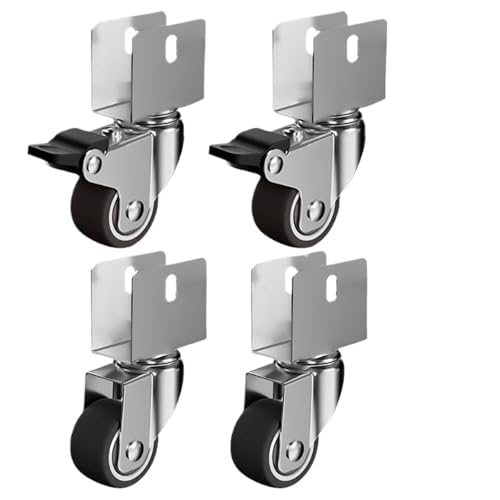 4Pcs 360 Schwenkrollen Heavy Duty Möbel Rad Castor 1 Zoll Ruhig Trolley for Büro Schreibtisch Stuhl für Couchtisch(2 universal and belt brake) von GOXQIT