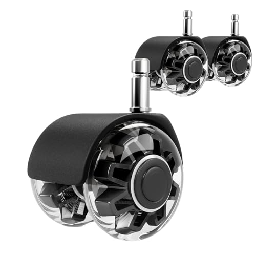 4Pcs Bürostuhl Räder Ersatz 2 Zoll Pole Heavy Duty Caster Quick & Quiet Rolling Casters für Couchtisch(Black,M10x22mm) von GOXQIT