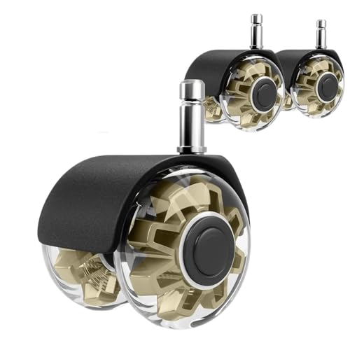 4Pcs Bürostuhl Räder Ersatz 2 Zoll Pole Heavy Duty Caster Quick & Quiet Rolling Casters für Couchtisch(Gold,M11x22mm) von GOXQIT