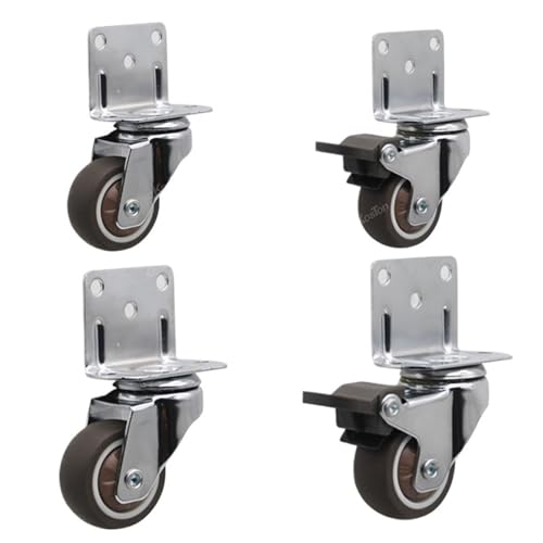 4Pcs Möbel Caster 1-2 zoll Weiche Gummi Universal Rad Schwenk Roller for Plattform Trolley Zubehör für Couchtisch(1.25 inch,2 brake- 2 no brake) von GOXQIT