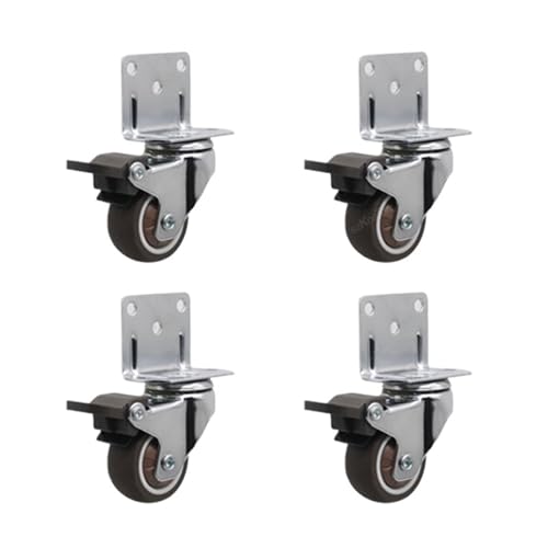4Pcs Möbel Caster 1-2 zoll Weiche Gummi Universal Rad Schwenk Roller for Plattform Trolley Zubehör für Couchtisch(1.5 inch,With brake) von GOXQIT