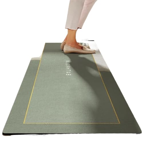 GOXQIT Badematte Einfache Stil Kieselgur Eingang Küche Badezimmer Home Decor wasserdichte Anti-Rutsch-Matte Teppichmatten FüR Dusche(Light Green,60X90CM) von GOXQIT