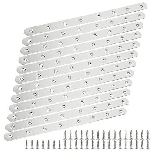 24 Stück flache gerade Halterungen, 295 x 19 x 2,5 mm EdelstahlFlat Mending Verbindungsplatten mit Schrauben, Befestigung von flachen VerbindungsEckstreben für die Reparatur der Befestigung von von GOYADA