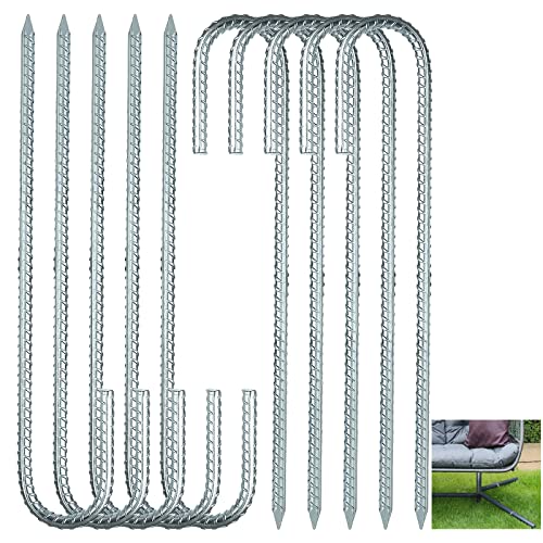 GOYADA 10 Stück Verzinkter Stahl Bodenanker Zeltheringe 30 cm Edelstahl, Bodenanker Trampolin, Erdanker Bodenanker für Camping, Trampolin, Zaun, Schaukeln von GOYADA