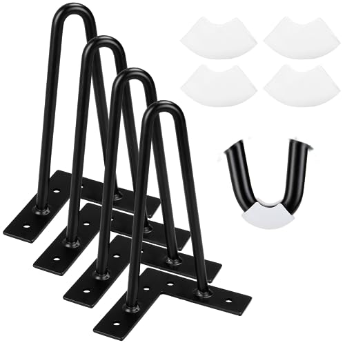 GOYADA 20 cm/7.9'', 4 Stück Haarnadel Tischbeine Metall Schwarz, Hairpin Legs, Tischbeine Metall Schwarz Haarnadel für TV-Möbel, Sofa, mit Bodenschutz aus Gummi von GOYADA