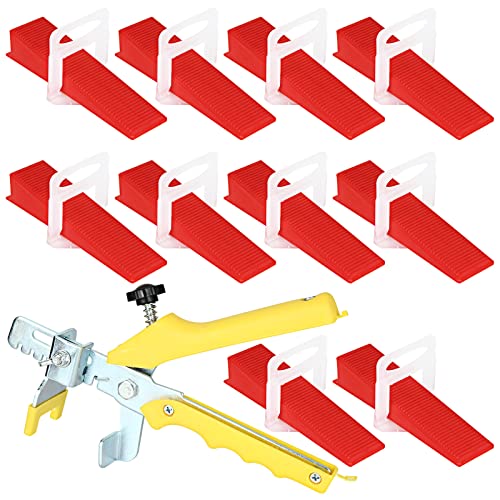 GOYADA 601 Nivelliersystem, Fliesen Nivelliersystem 3 mm, mit 500 Zuglaschen, 100 wiederverwendbare Unterlegscheiben, 1 Zange zum Verlegen von Fliesen 6 bis 15 mm Dicke von GOYADA