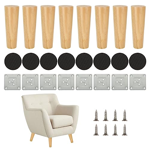 GOYADA 8 Stück 15 cm Möbelfüße Holz, Tischbeine Holz mit Montageplatten und Schrauben, Möbelfüsse Holzfüße für Sofa, Schrank, Stuhl GOYADA 8 Stück 15 cm Möbelfüße Holz, Tischbeine Holz mit Montageplatten und Schrauben, Möbelfüsse Holzfüße für Sofa, Schrank, Stuhl von GOYADA