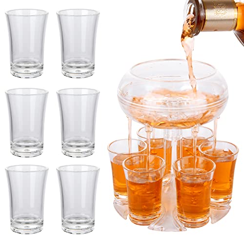 Transparente 6 Schnapsgläser-Spender und Halter, Acryl, 6 Schnapsgläser, Getränkeausgießer, Spender für Party, Zuhause, Trinkspiele von GOYADA