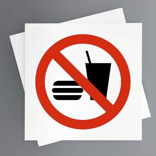 Essen oder Trinken Verbot Pack von 2 Stk 19x19 cm Regelung Essen oder Trinken Verboten (Essen oder Trinken Verbot) von GOYAPRINT
