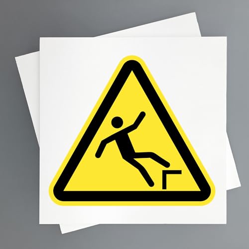 Schild Absturz Gefahr Unterschiedliche Niveaus Pack von 2 Stk 19x19 cm Warnsignal Absturzgefahr - Arbeitssicherheit und PSA (Absturz Gefahr Unterschiedliche Niveaus) von GOYAPRINT