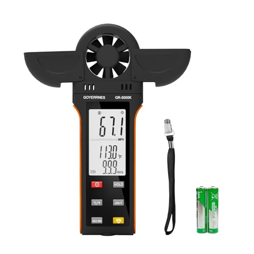 Digitales Anzeige Anemometer HVAC Windmesser Tester Messen Sie die Windgeschwindigkeit m/s, km/h, mph, Knotentemperatur℃/℉Unterstützt Stativschraube, Datenspeicherung, Hintergrundbeleuchtung Digitales Anzeige Anemometer HVAC Windmesser Tester Messen Sie die Windgeschwindigkeit m/s, km/h, mph, Knotentemperatur℃/℉Unterstützt Stativschraube, Datenspeicherung, Hintergrundbeleuchtung von GOYERRNES