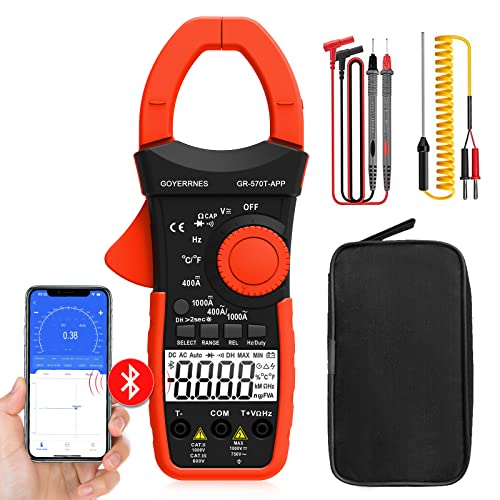 Digitales Strommesszange, TRMS 4000 Counts Zangenmessgerät AC/DC, GR-570T-APP Auto Range Tester Meter mit mobiler APP Misst AC/DC-Spannung und Strom/Widerstand/Kapazität/Temperatur/Durchgang/Dioden Digitales Strommesszange, TRMS 4000 Counts Zangenmessgerät AC/DC, GR-570T-APP Auto Range Tester Meter mit mobiler APP Misst AC/DC-Spannung und Strom/Widerstand/Kapazität/Temperatur/Durchgang/Dioden von GOYERRNES