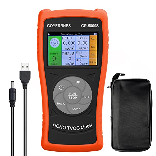 luftqualitätsmonitor,GR-5800S HCHO/TVOC Detektor mit PM2.5 Partikelzähler, Multifunktionaler Luftgasdetektor mit großem LCD Luftqualitätssensor Analyzer mit Echtzeit, Datensatz für Home Office luftqualitätsmonitor,GR-5800S HCHO/TVOC Detektor mit PM2.5 Partikelzähler, Multifunktionaler Luftgasdetektor mit großem LCD Luftqualitätssensor Analyzer mit Echtzeit, Datensatz für Home Office von GOYERRNES