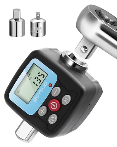 GOYOJO Digitaler Drehmomentschlüssel, 1/2 Zoll 1/4 Zoll 3/8 Zoll Drehmoment Adapter Set Hohe Genauigkeit 4 Drehmomenteinheiten 2 Modi für Automobil Fahrrad, Motorrad, DIY und Heimreparaturen (135 N.m) von GOYOJO