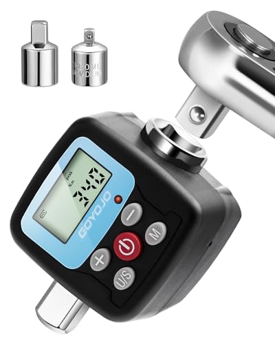 GOYOJO Digitaler Drehmomentschlüssel, 1/2 Zoll 1/4 Zoll 3/8 Zoll Drehmoment Adapter Set Hohe Genauigkeit 4 Drehmomenteinheiten 2 Modi für Automobil Fahrrad Motorrad und Heimreparaturen (340 N.m) von GOYOJO