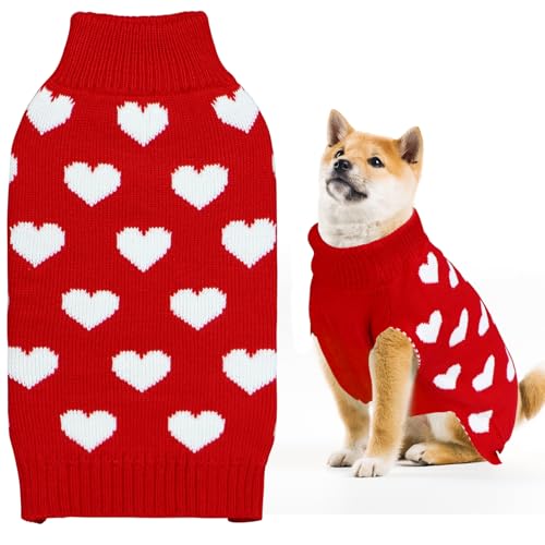 GOYOSWA Hundepullover für Valentinstag, Strickpullover in Herzform, für kleine, mittelgroße und große Hunde, Haustiere, Rot, Größe XL von GOYOSWA